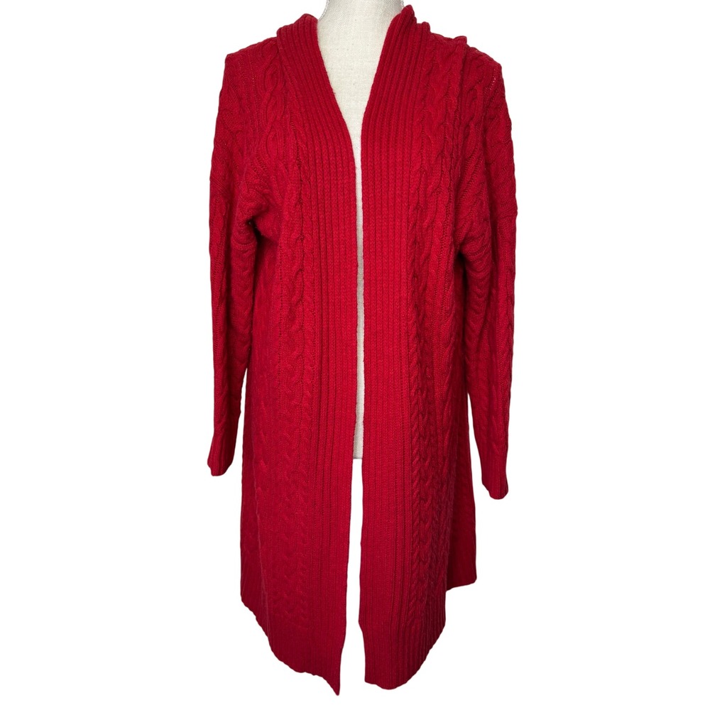 Lauren Ralph Lauren Cable Knit Long Sweater/Duster Womens S/M Red‎